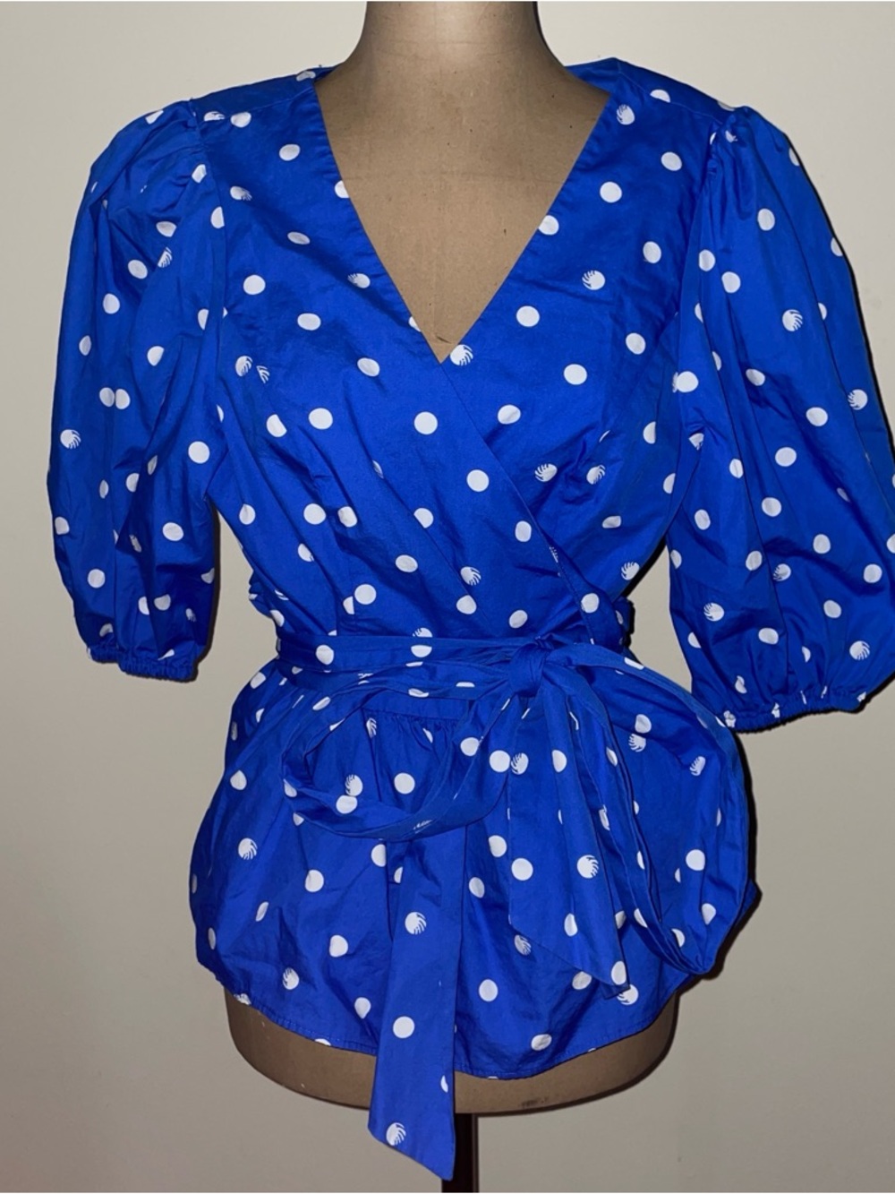 Lily Pulitzer Blue Polka Dot Wrap Top SZ.14